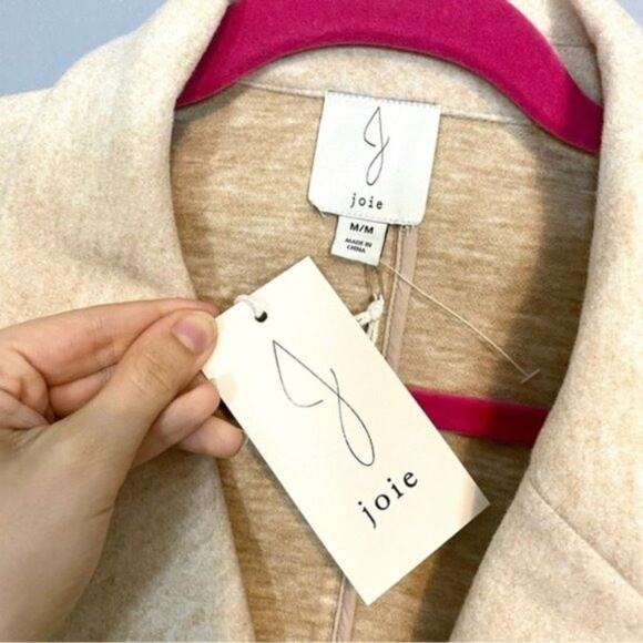 NEW Joie Cream Sleeveless Waist Tie Mid-length Double Breasted Peacoat Jacket M - Picture 3 of 9